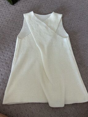 Commense Women’s Cream Ribbed Knit halter crossover Sweater tank